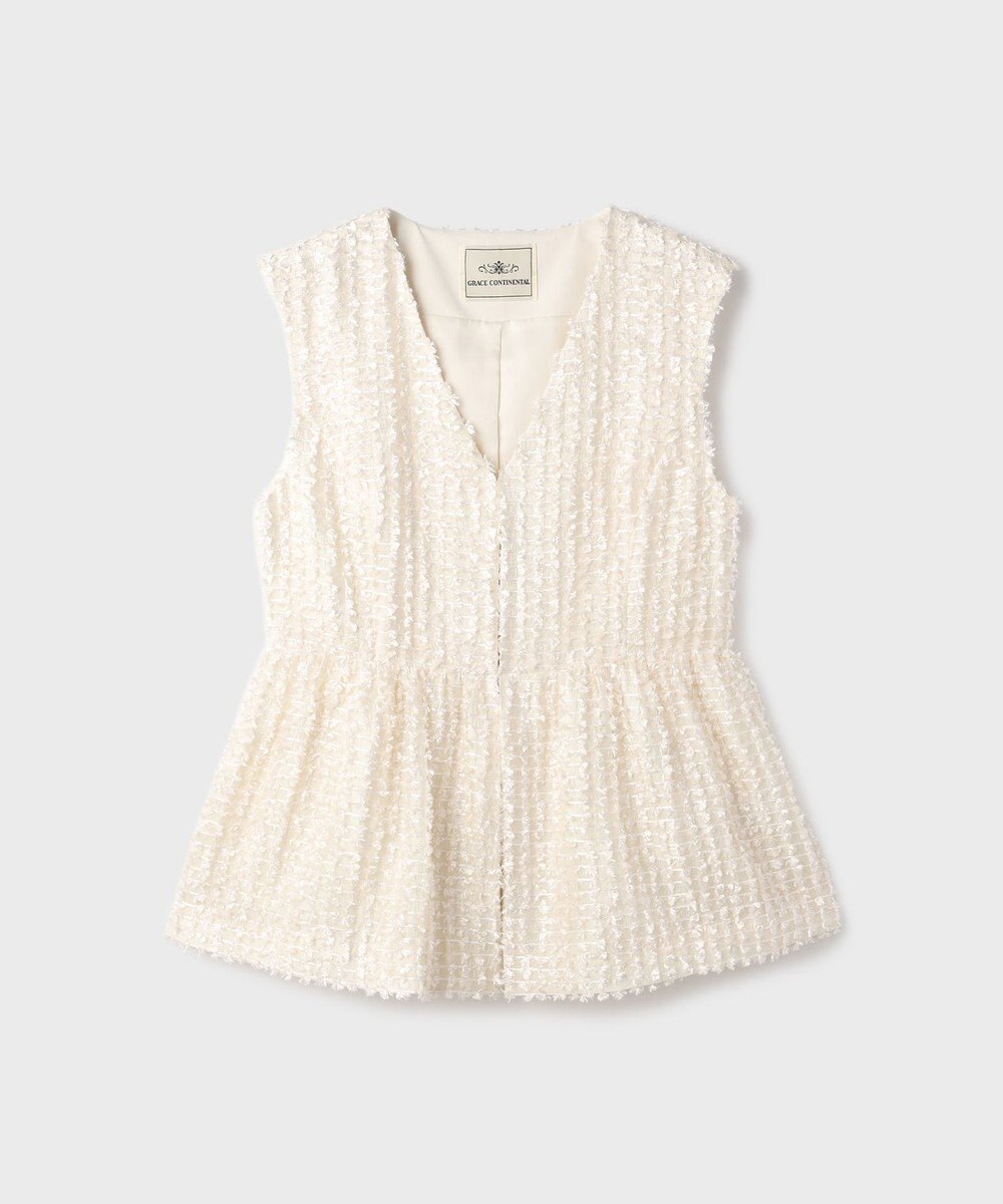 GRACE CONTINENTAL カットジャガードペプラムジレ 