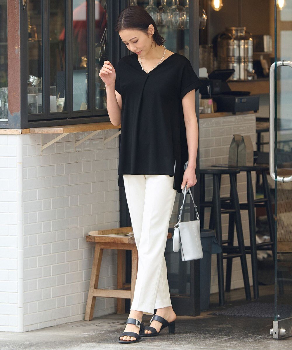 自由区 【XSサイズ~/洗える】ドレーピーポンチフレンチスリーブ カットソー 