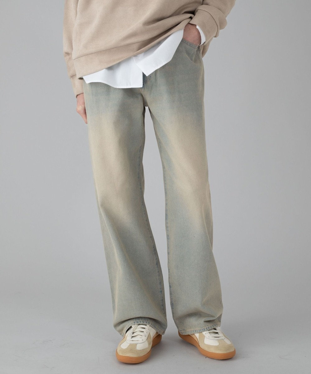 WEGO 【ユニセックス着用ITEM/ウエスト調整可】ストレートデニムパンツ 