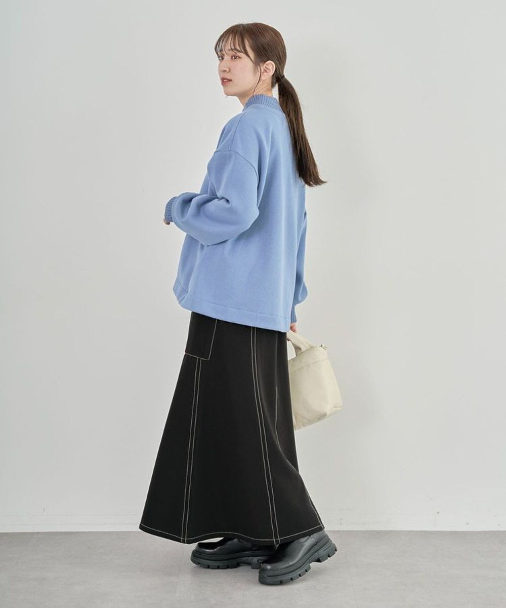 Green Parks 配色リブニットドッキング裏起毛プルオーバ 