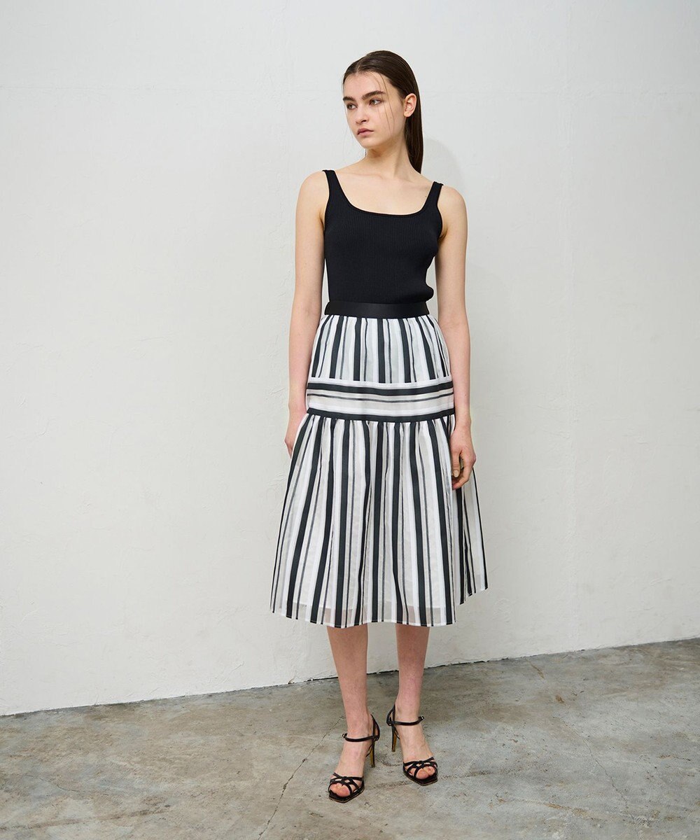 GRACE CONTINENTAL マルチシアーストライプスカート 