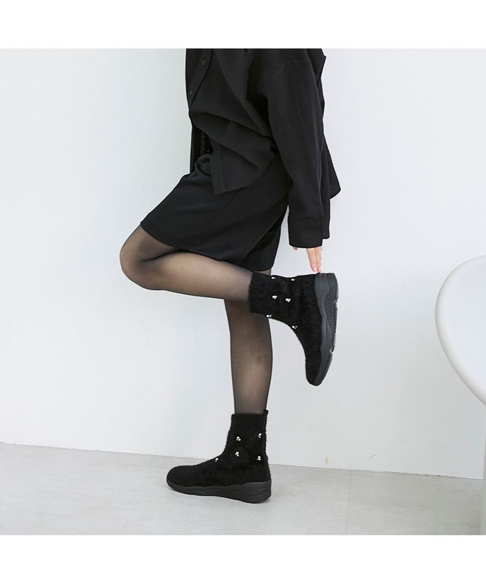 MODE ET JACOMO <carino>ビジュー付きニットブーツ 