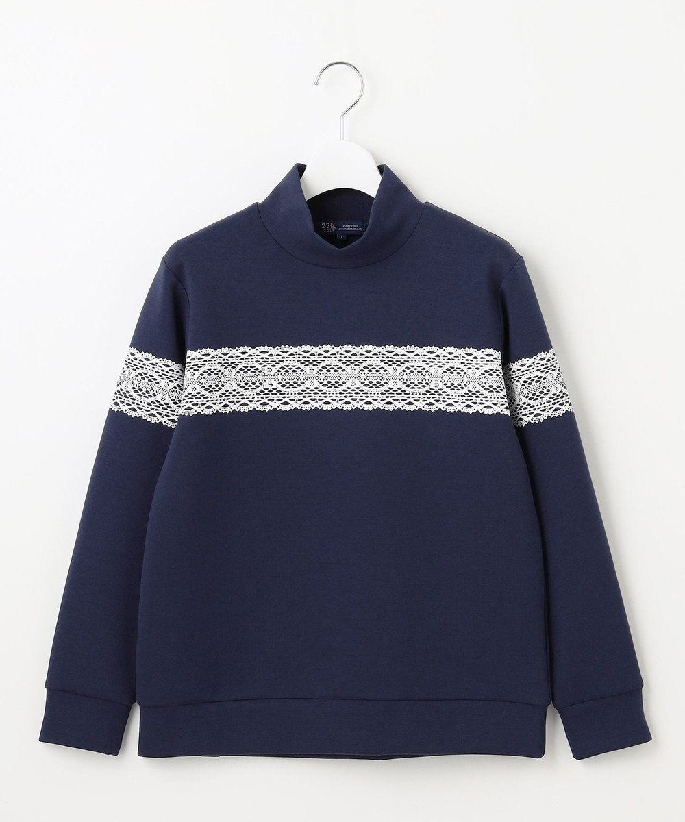 23区GOLF 【WOMEN/EC限定】レース柄 モックネック トレーナー 