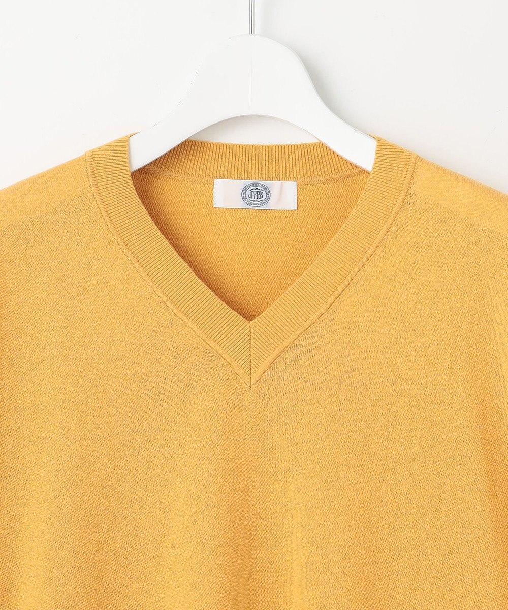 J.PRESS LADIES L 【洗える】COTTON LINEN Vネック ニット 