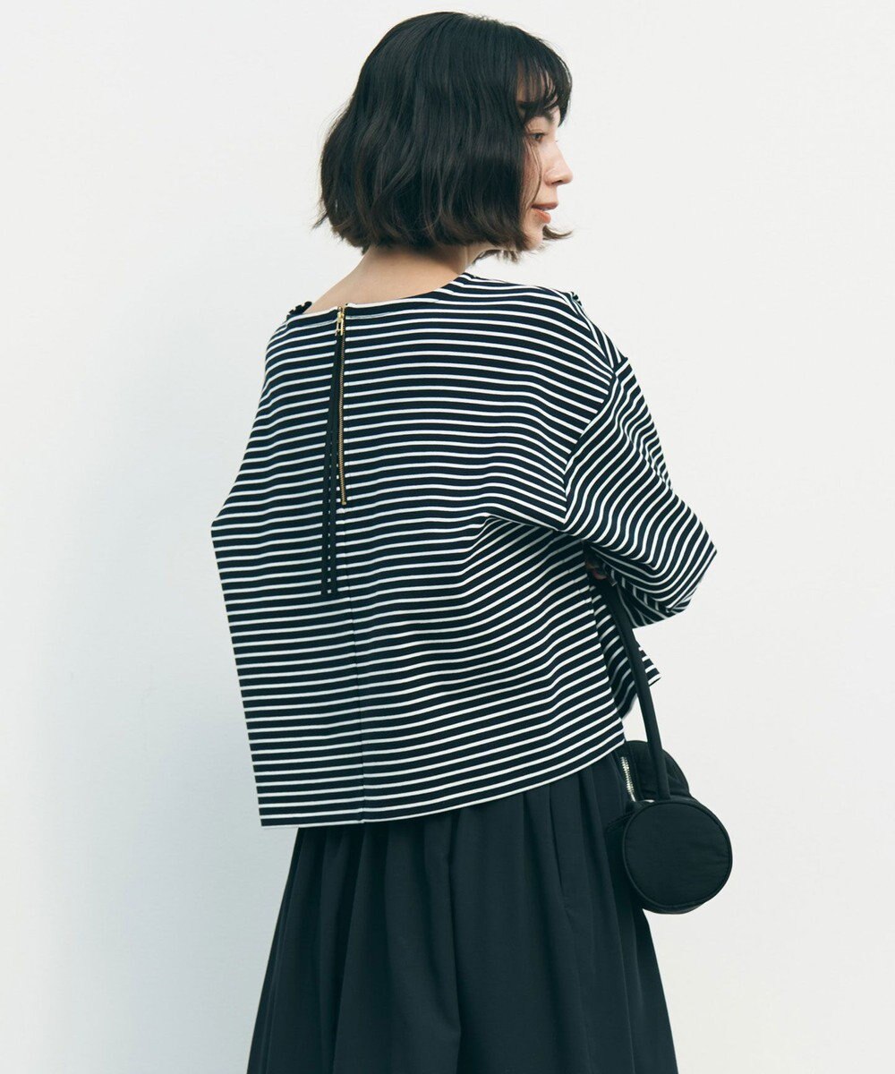 UNFILO ドライタッチリブ バックZIP ボーダートップス 