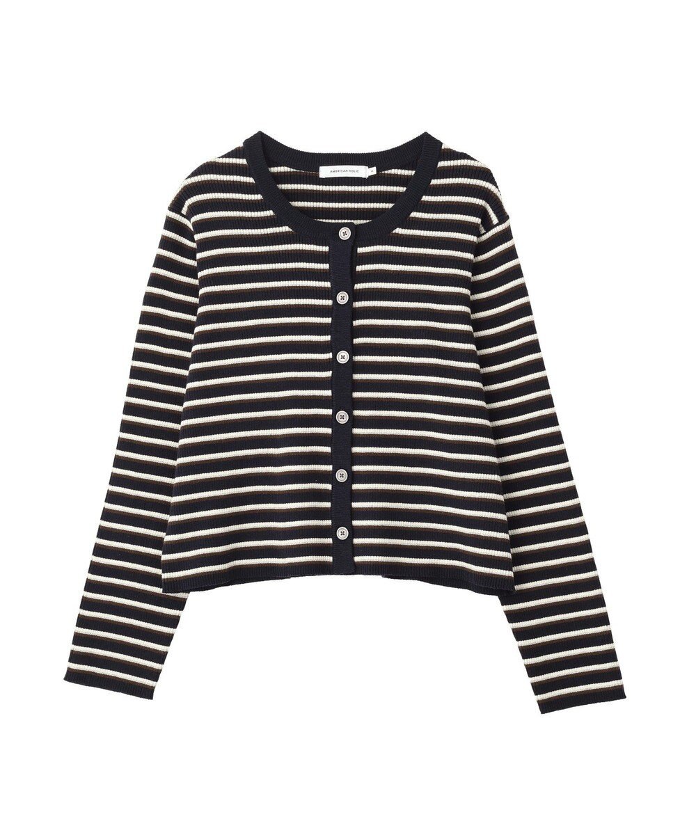 AMERICAN HOLIC マルチボーダーリブニットカーディガン 