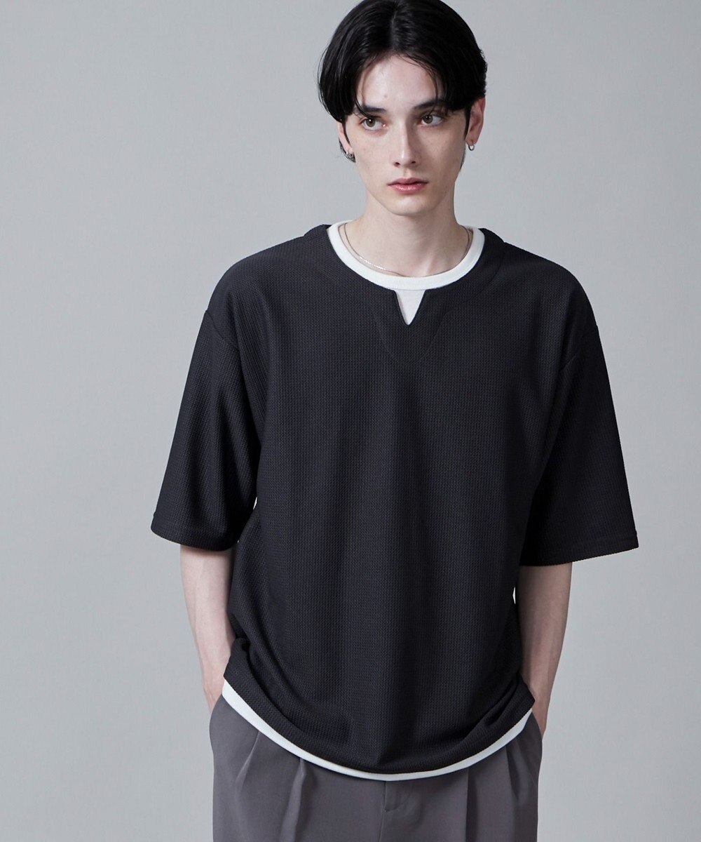 WEGO フェイクレイヤードキーネックT（S） 