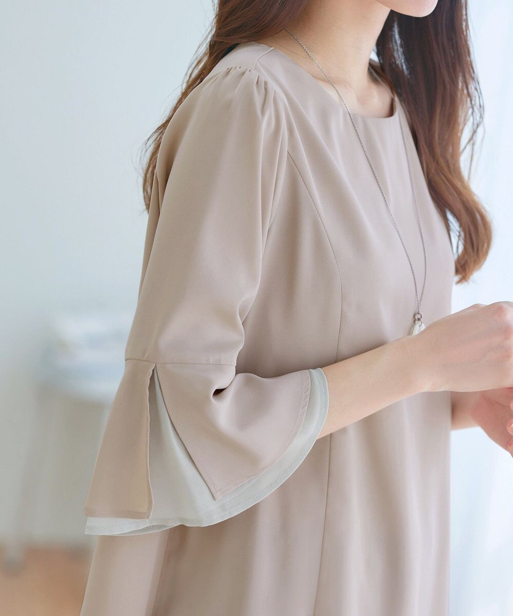 Tiaclasse 【新色追加・洗える】シフォンフレア袖チュニックブラウス 