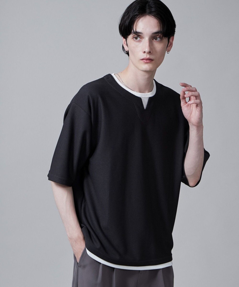 WEGO フェイクレイヤードキーネックT（S） 