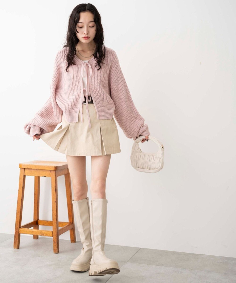 WEGO ベルト付チノプリーツスカパン 