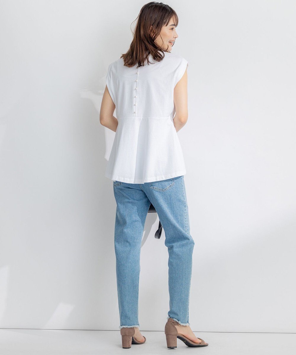 組曲 S 【洗える】バックパールフレアカットソー 