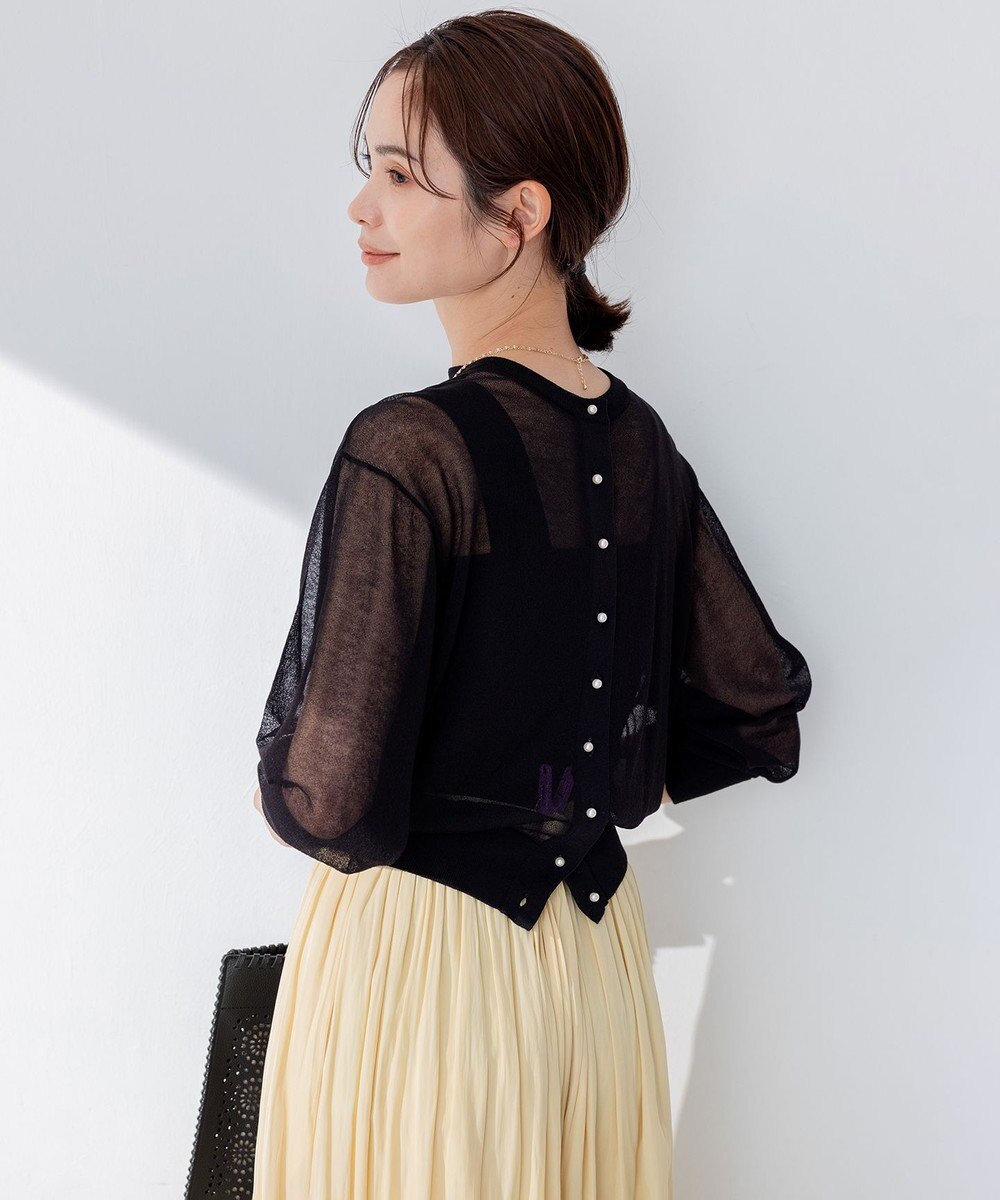 組曲 【洗える・2WAY】シアーニット カーディガン 