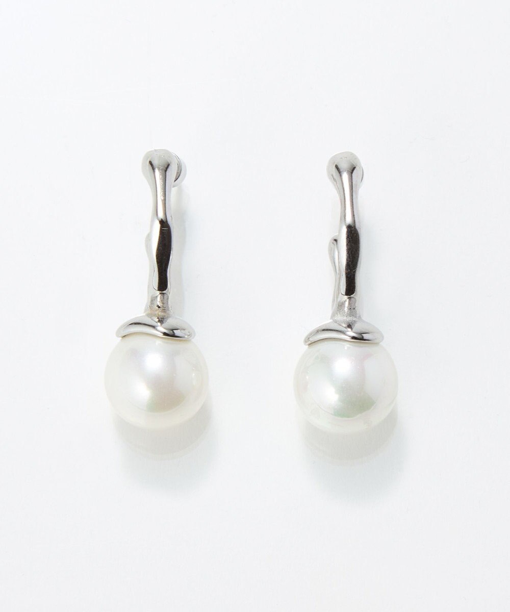 Phoebe 〈金属アレルギー対応〉リップルパールフープピアス　シルバー/ステンレス/大ぶり/存在感◎/主役級 
