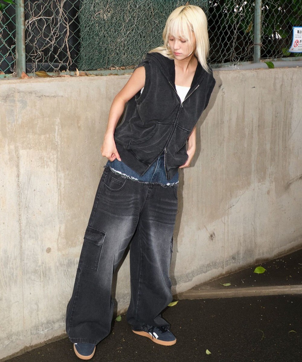 WEGO 【ユニセックス着用ITEM】ショートノースリーブZIPパーカー 