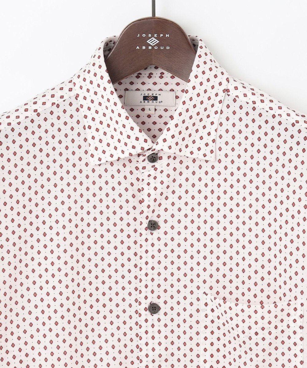 JOSEPH ABBOUD 【綿100％・ストレッチ・イージーケア】コンフォートジャージー プリント シャツ 