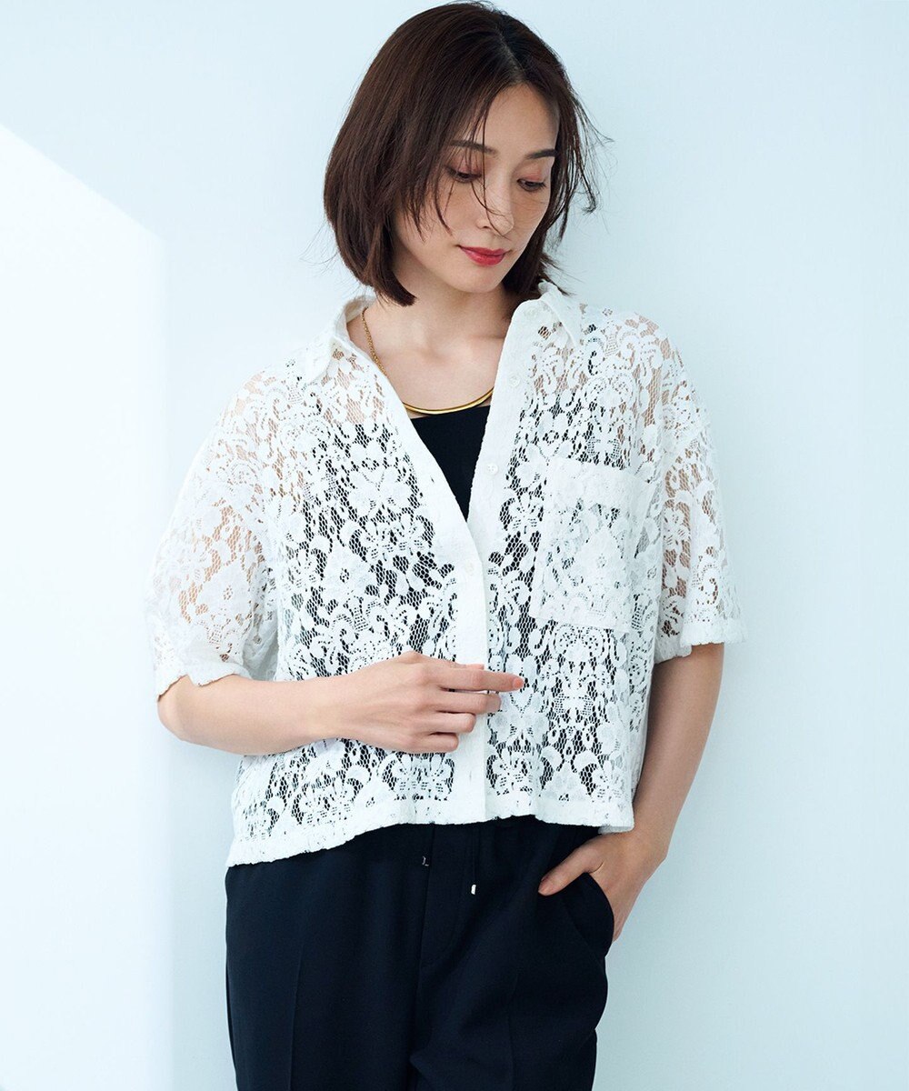 23区 【SLOW/一部店舗限定】好評につき追加生産！モチーフレース シャツ 