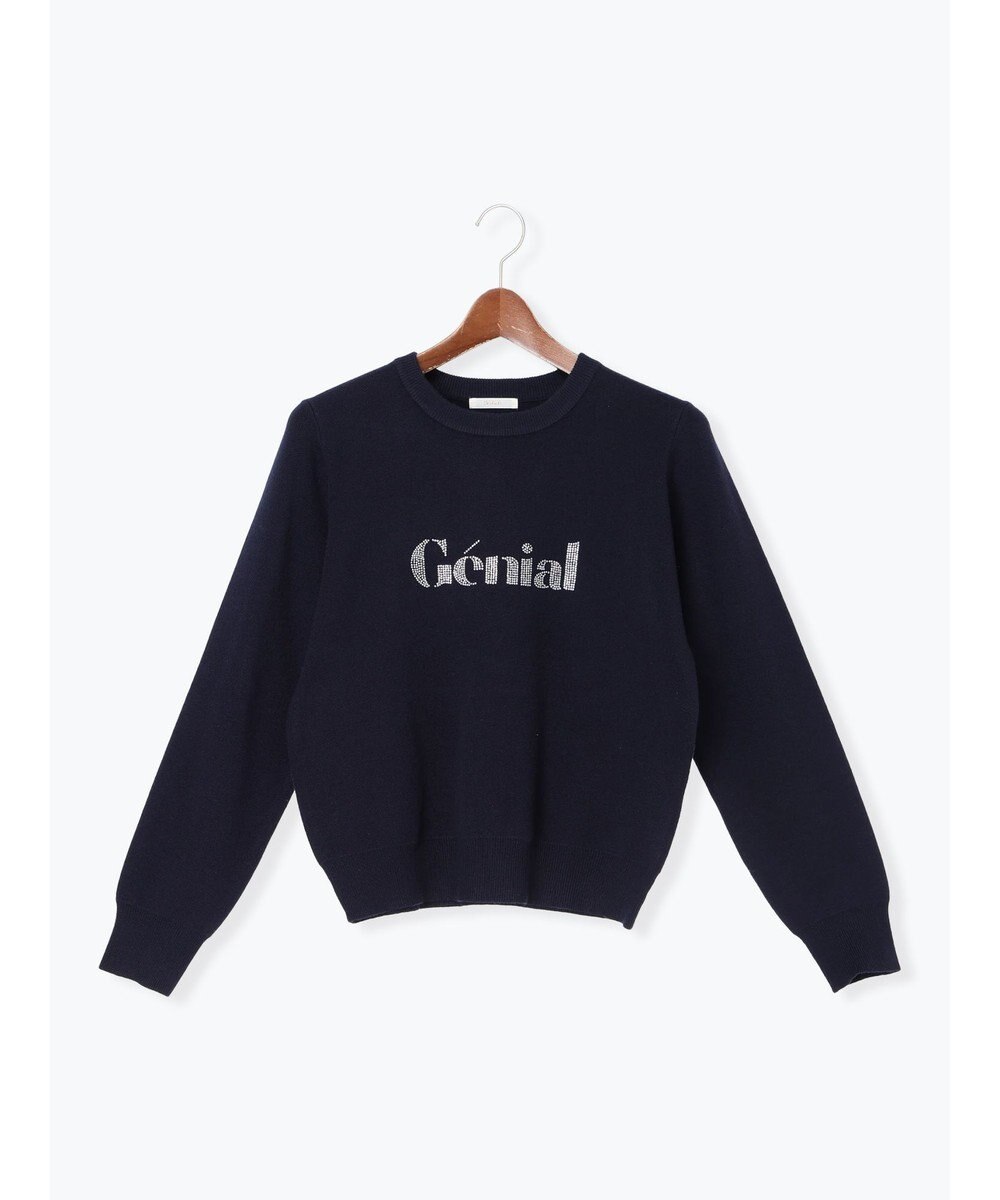 Te chichi ラインストーンレタードニットプルオーバー 