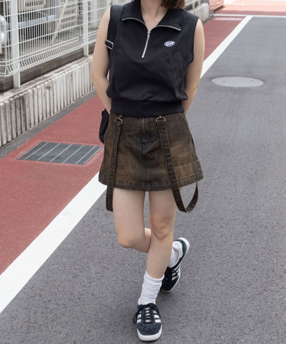 WEGO ヴィンテージウォッシュサス付スカパン 