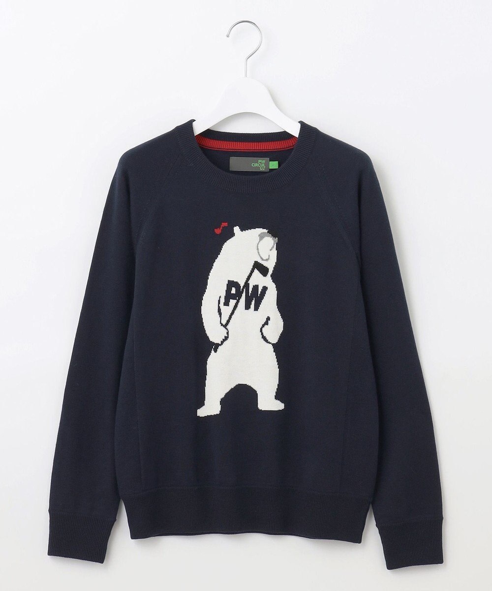 PW CIRCULUS 【WOMEN】【洗える】ベアスタンドモチーフ ラグランスリーブ クルーネック ニット 