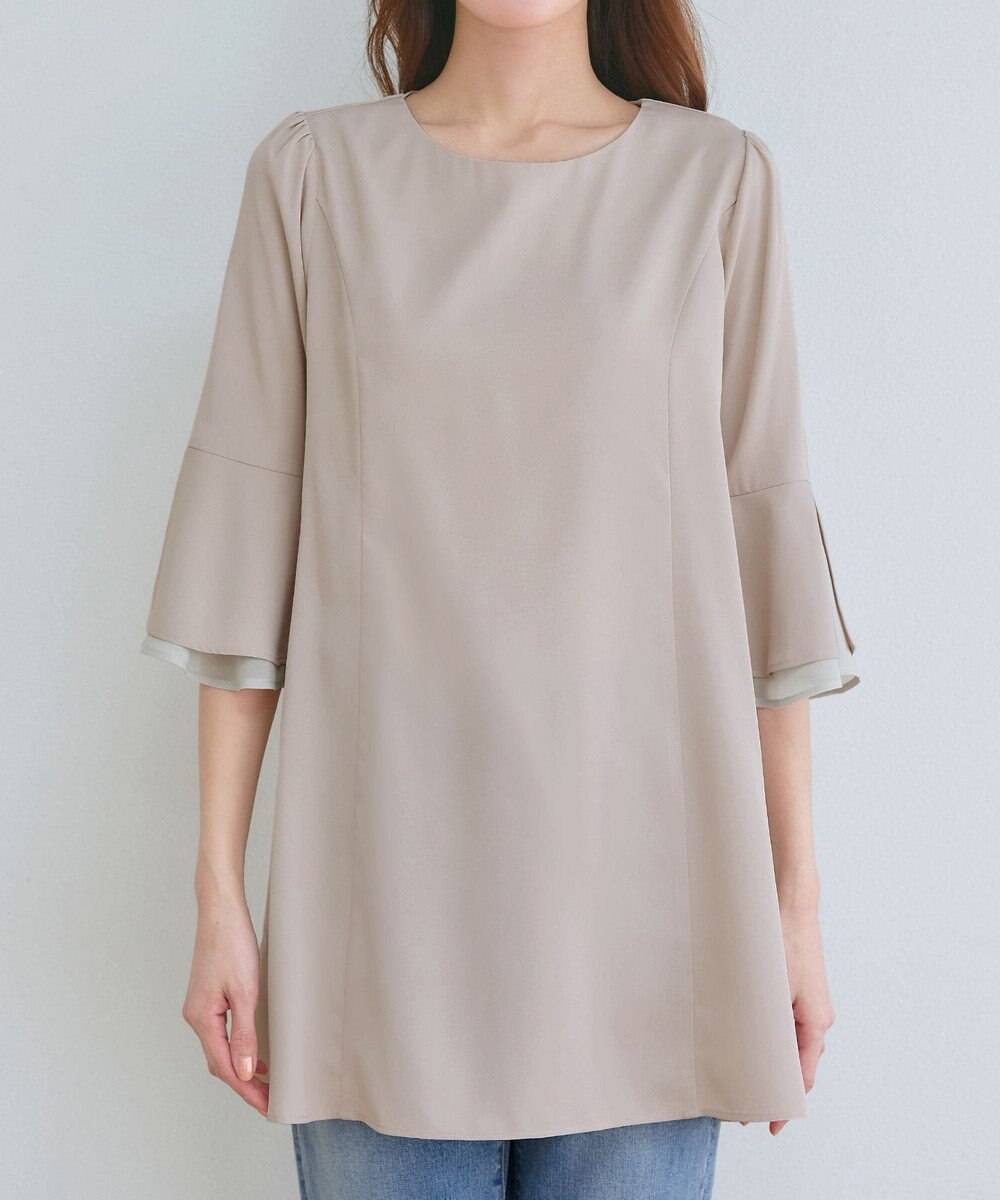 Tiaclasse 【新色追加・洗える】シフォンフレア袖チュニックブラウス 