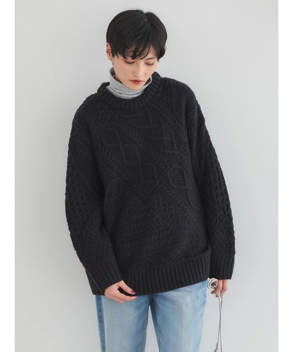 AMERICAN HOLIC パッチワークケーブルニットチュニック 