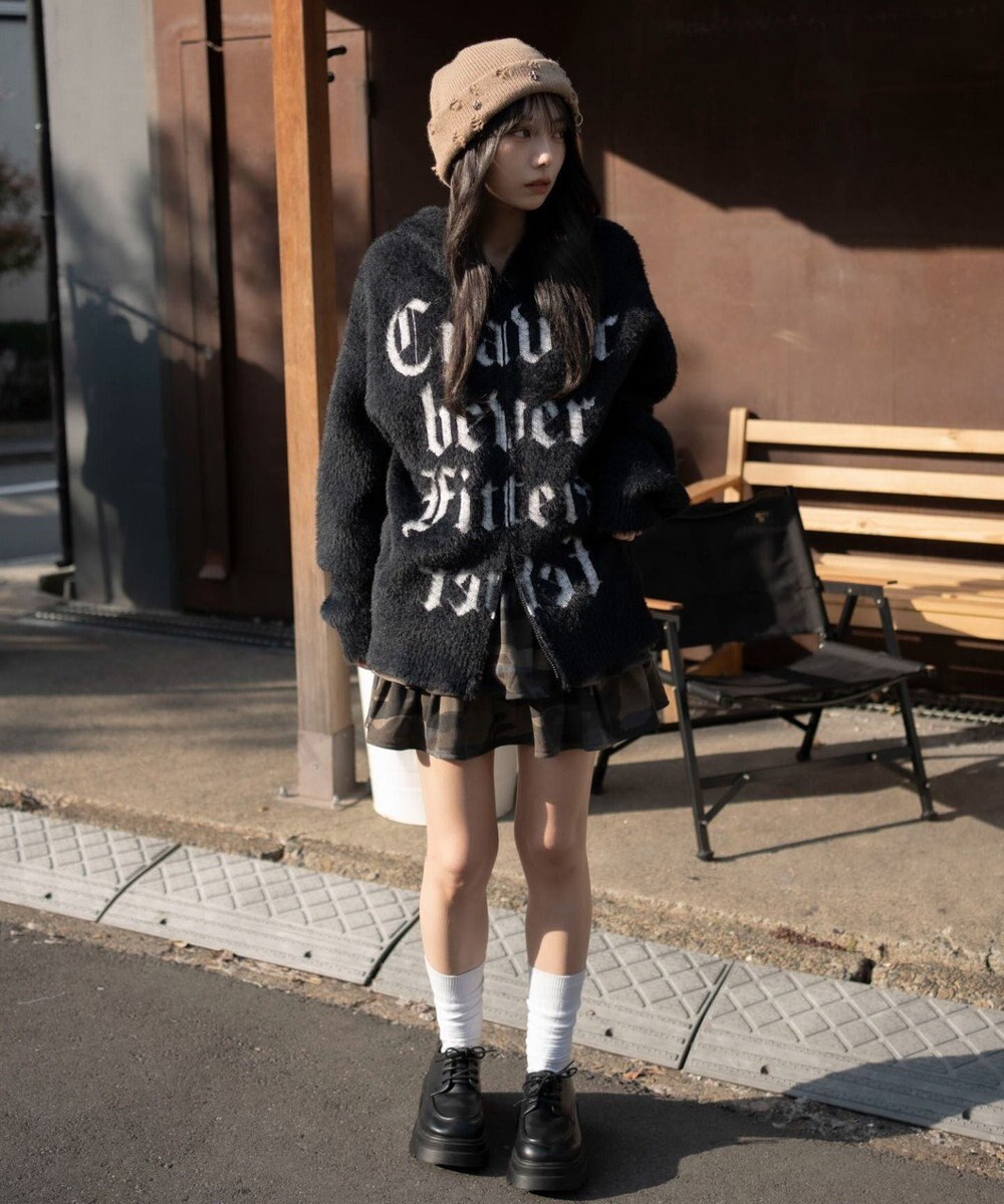 WEGO シャギーグラフィックZIPパーカー 