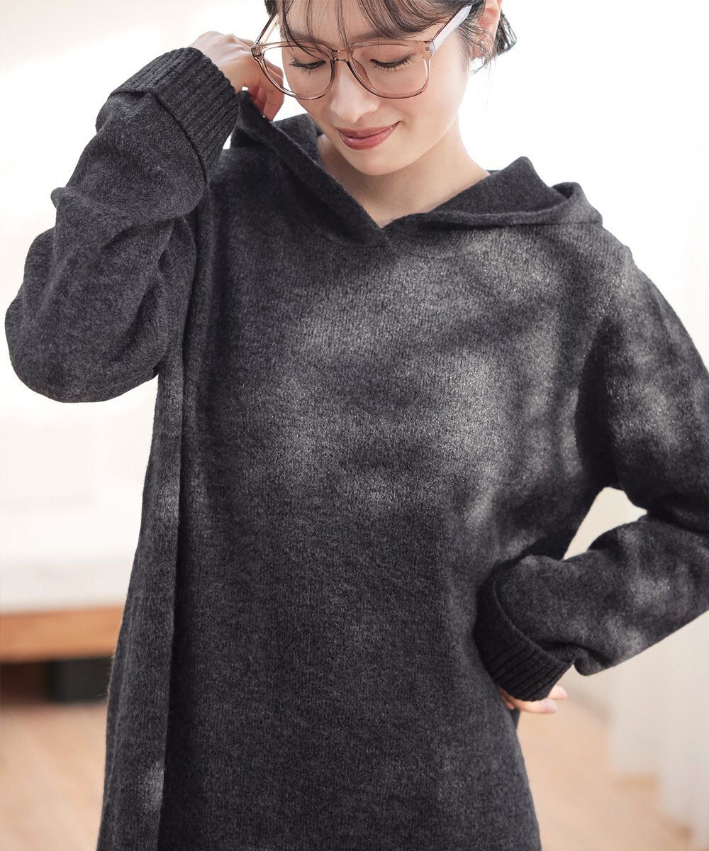 Tiaclasse メランジフーディーニットチュニック 