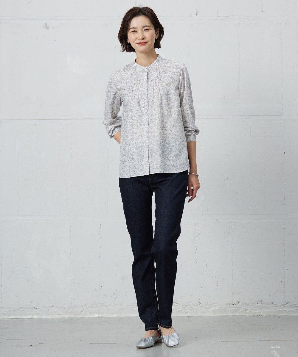 J.PRESS LADIES 【洗える】ポリエチレンスパンブロードフラワープリント ブラウス 