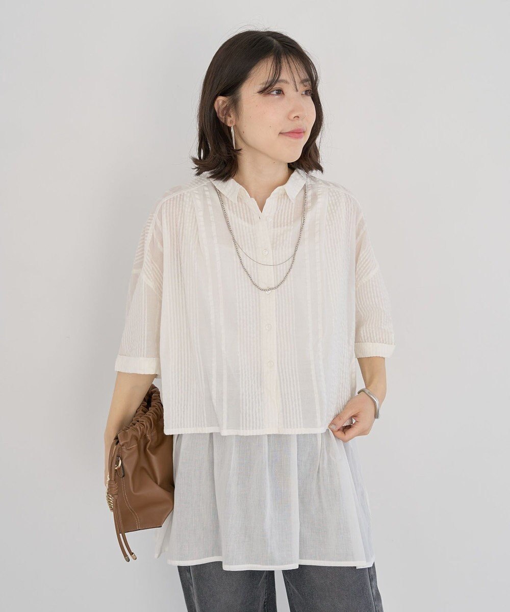 Green Parks Ｉ　ＳＥＴ２点　ギャザーシャツ＋布帛インナー 