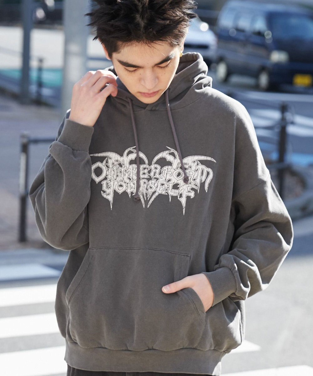 WEGO 【ユニセックス着用ITEM】ピグメントグラフィックプルパーカー 