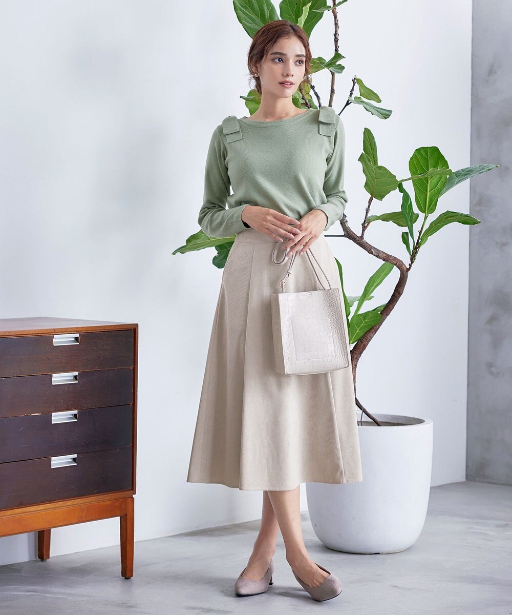 Tiaclasse L 【洗える】大人上品なコーデュロイフレアスカート 