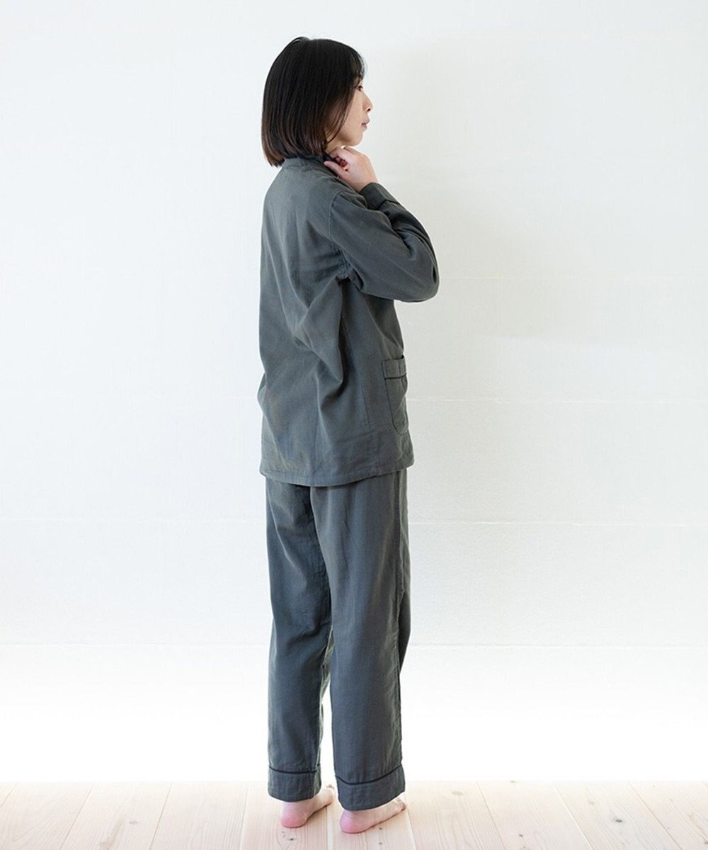 京和晒綿紗 【紗栄子さん愛用パジャマの色違い/UNISEX】ガーゼパジャマ 2重合わせ 草木染め【すみくろ】 