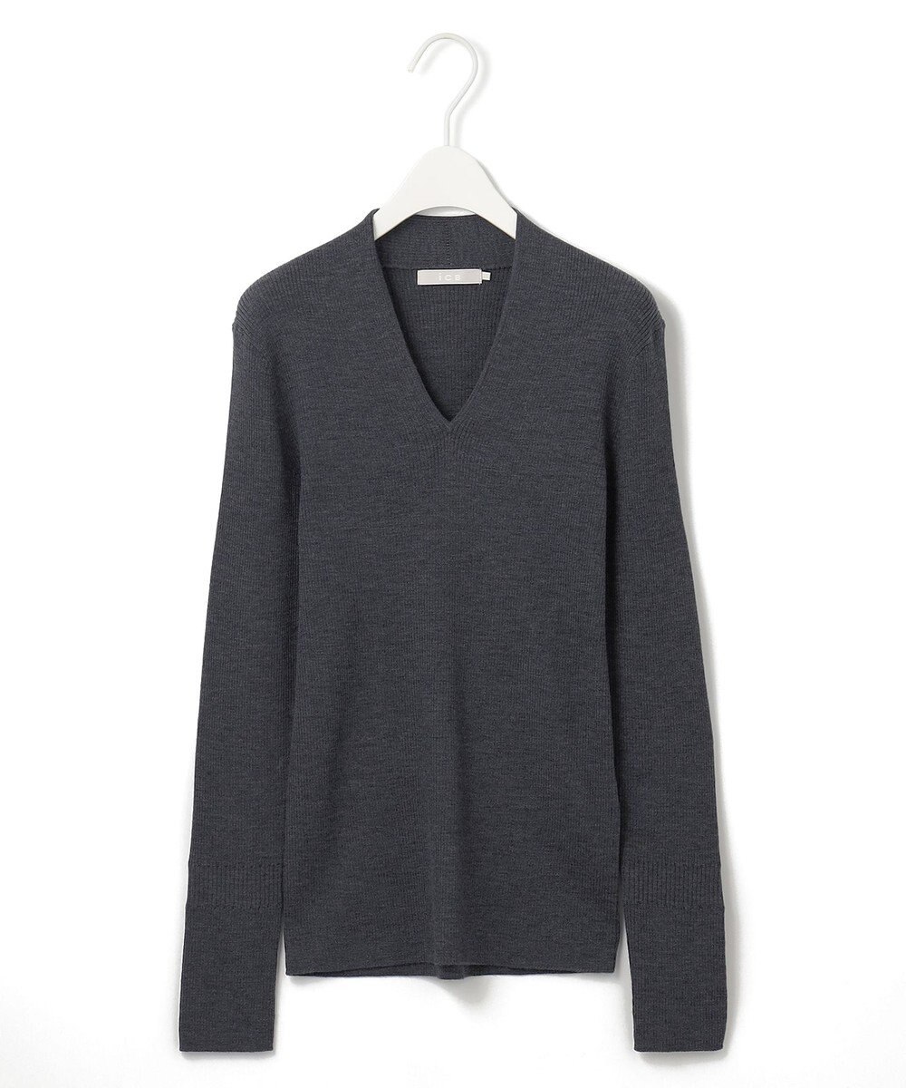 ICB 【新色追加・洗える】エクストラファインメリノ Vネックプルオーバー 