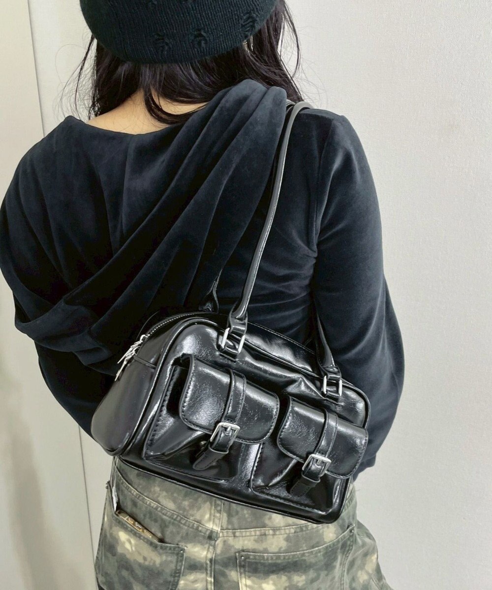 WEGO ベルト2ポケットデザインボストンバッグ 