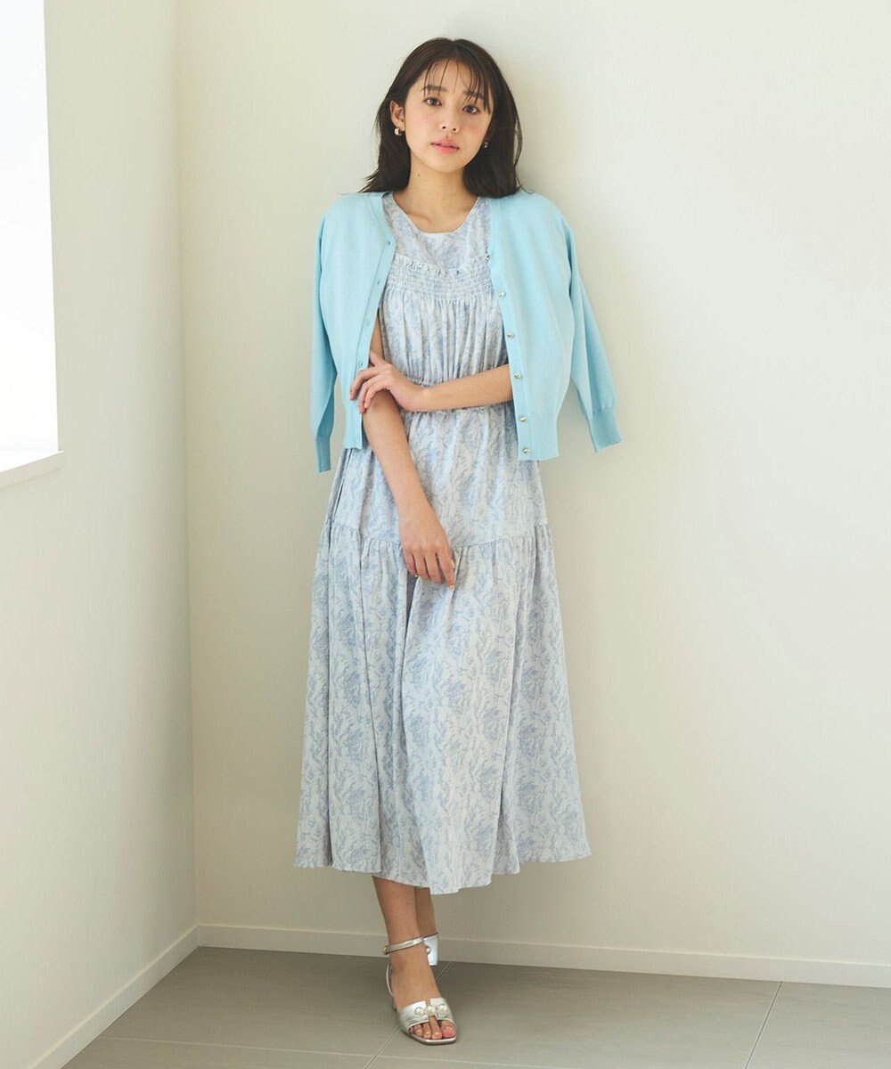 Feroux 【洗える・接触冷感・UVカット】ハートボタン7分袖 カーディガン 