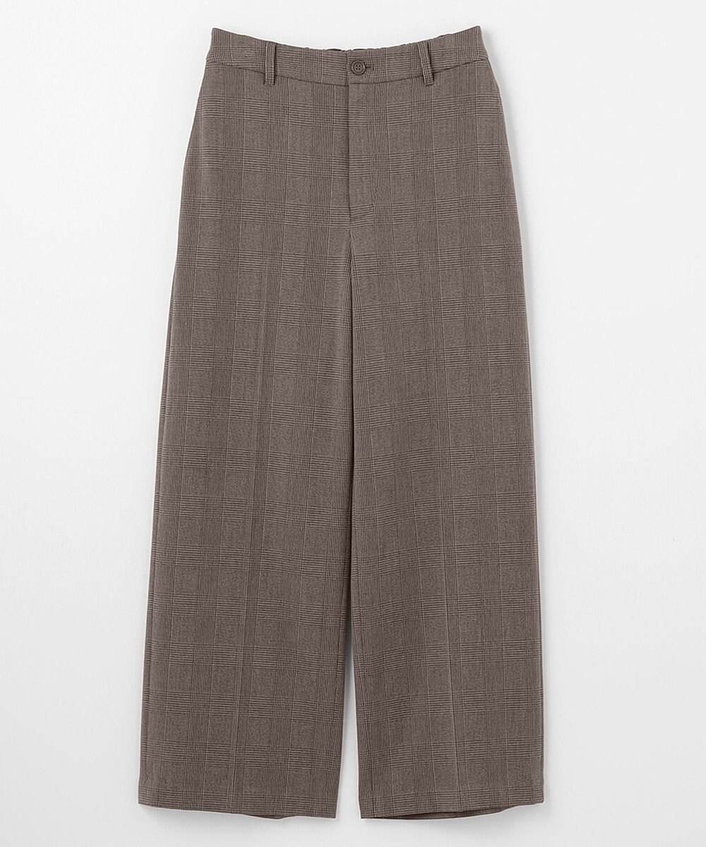 ANY L 【洗濯機可/ストレッチ/ウエストゴム/裏起毛】マルチファンクションストレッチチェックワイドパンツ 