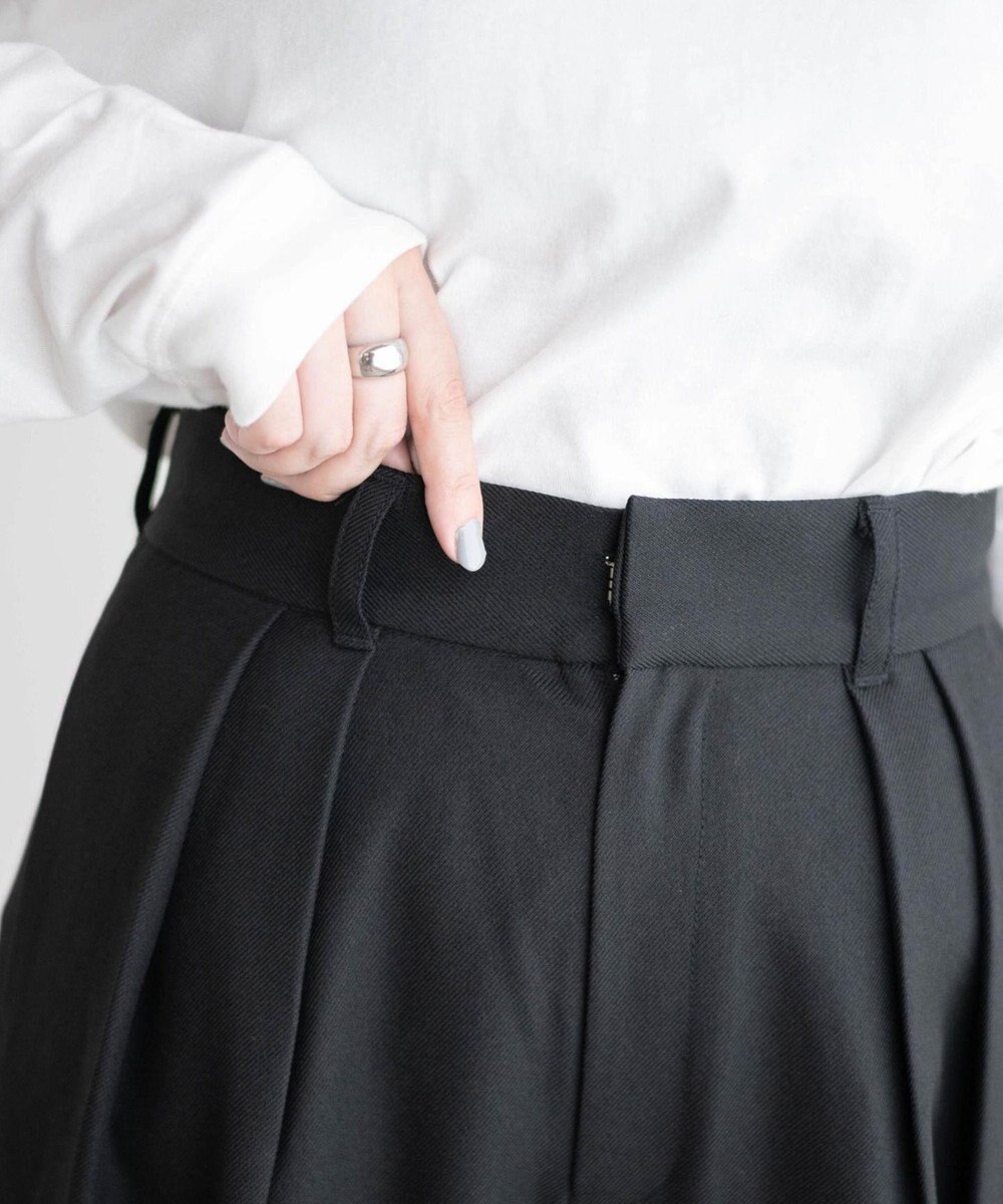 WEGO ハイウエストタックワイドスラックパンツ 