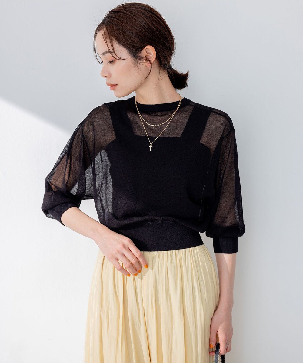 組曲 【洗える・2WAY】シアーニット カーディガン 