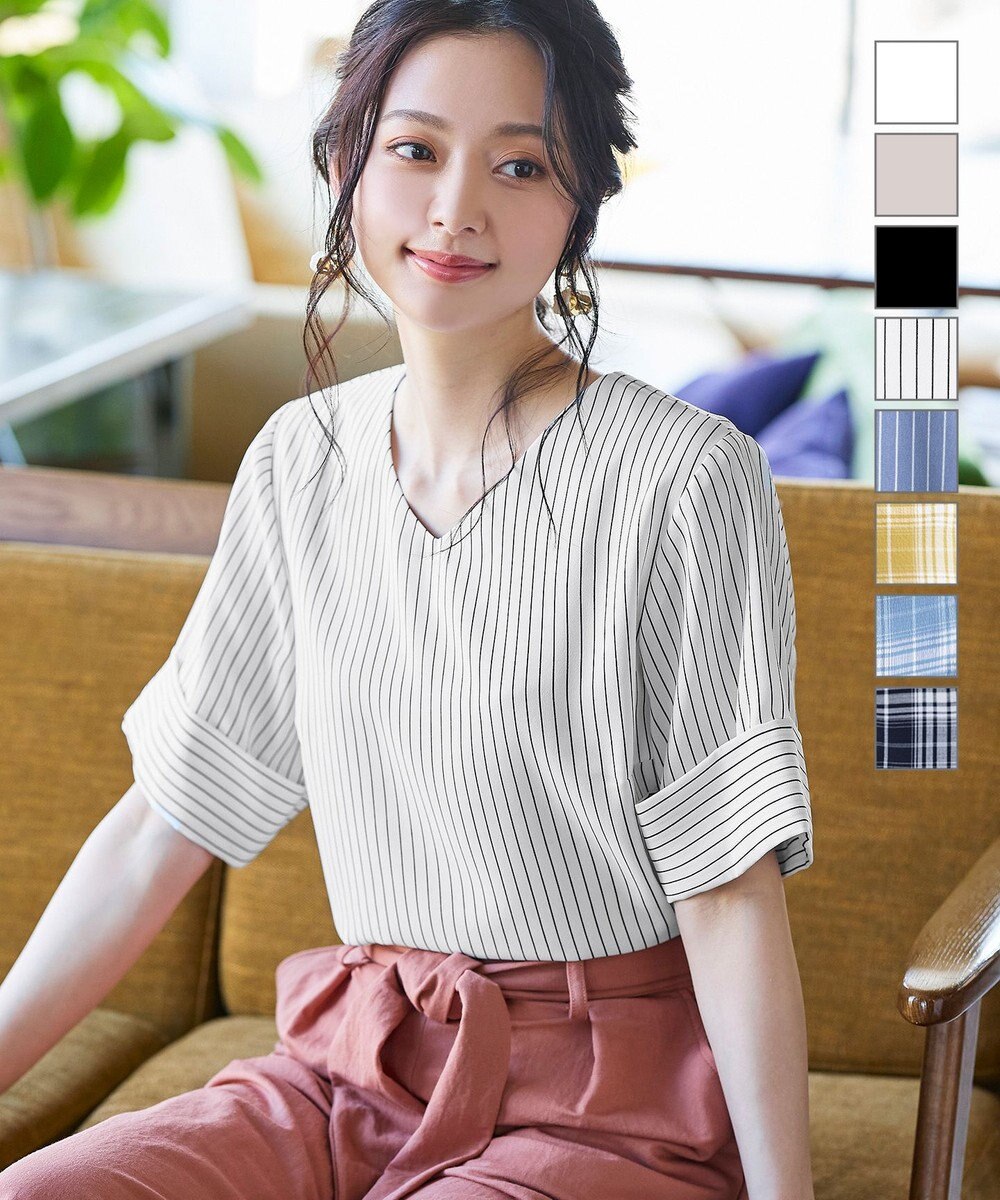 Tiaclasse L 【洗える】ゆったりシルエットの幅広カフスブラウス 