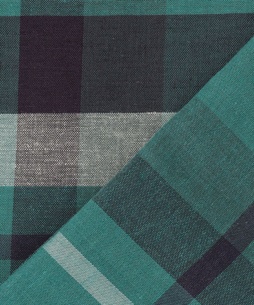 自由区 L コットンリネンチェック ブラウス 