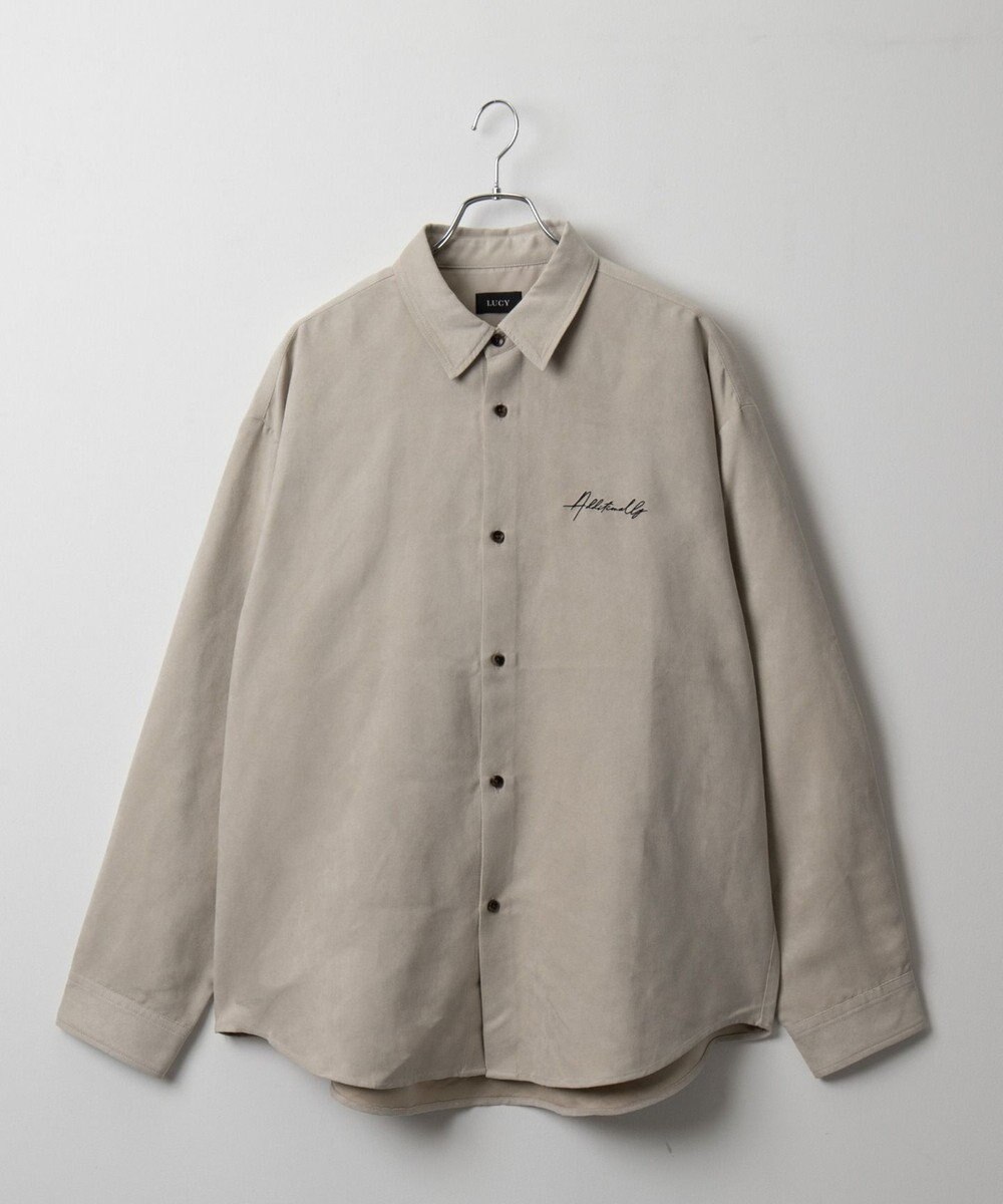 WEGO フェイクスウェードワンポイントBIGシャツ（LS） 