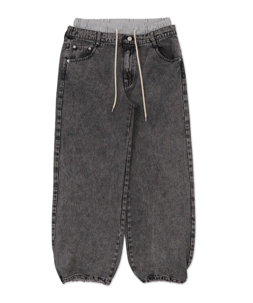 WEGO 【ユニセックス着用ITEM/MLサイズ展開/ウエストゴム】ボクサードッキングデニムパンツ 