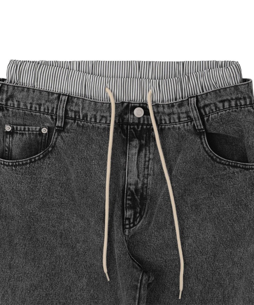 WEGO 【ユニセックス着用ITEM/MLサイズ展開/ウエストゴム】ボクサードッキングデニムパンツ 