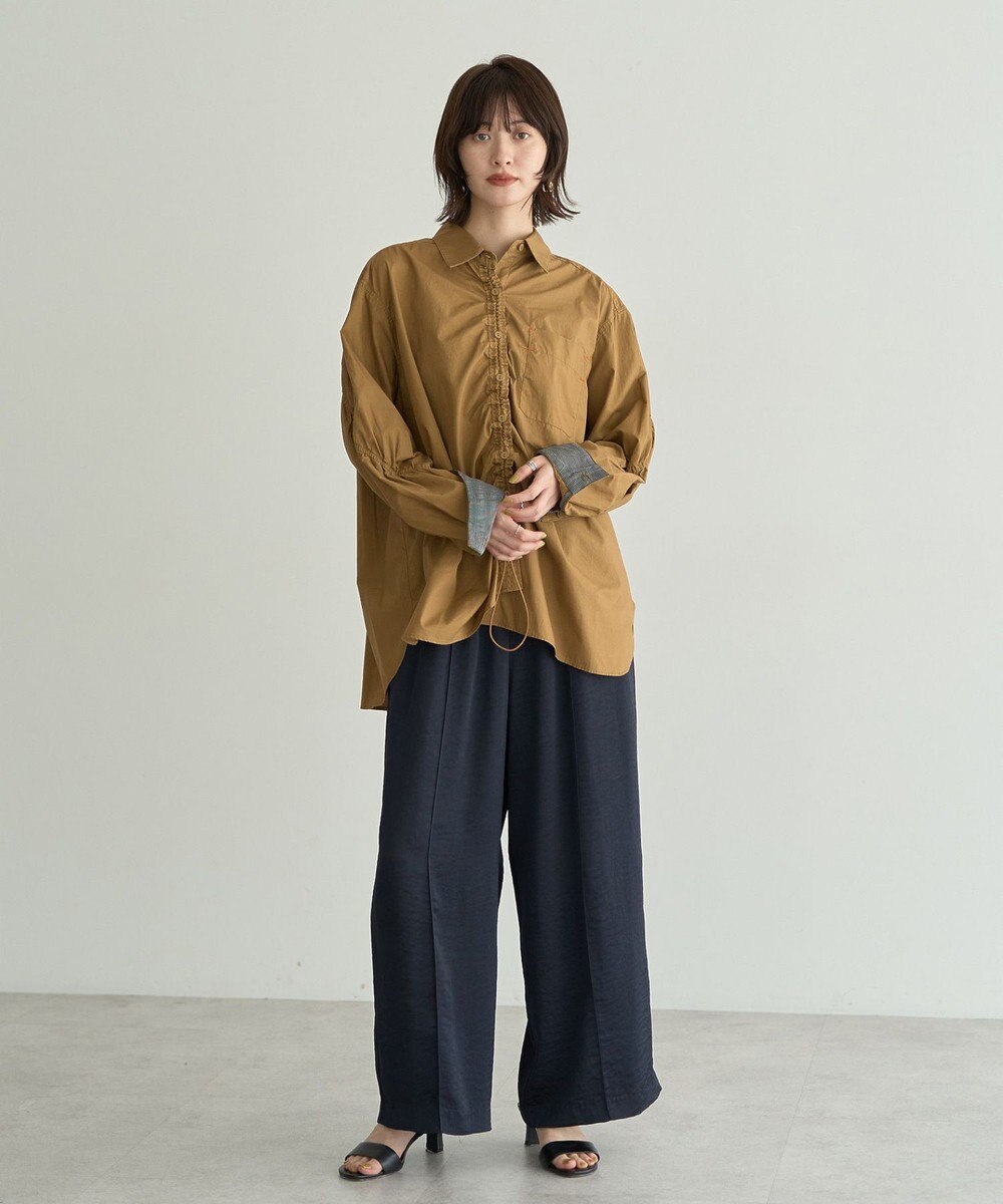 YECCA VECCA ドロストデザインギャザーシャツ 