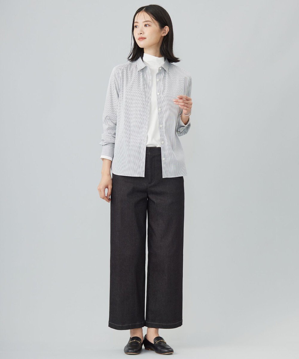 J.PRESS LADIES S 【洗える】ハイパワーデニムツイル ワイド パンツ 