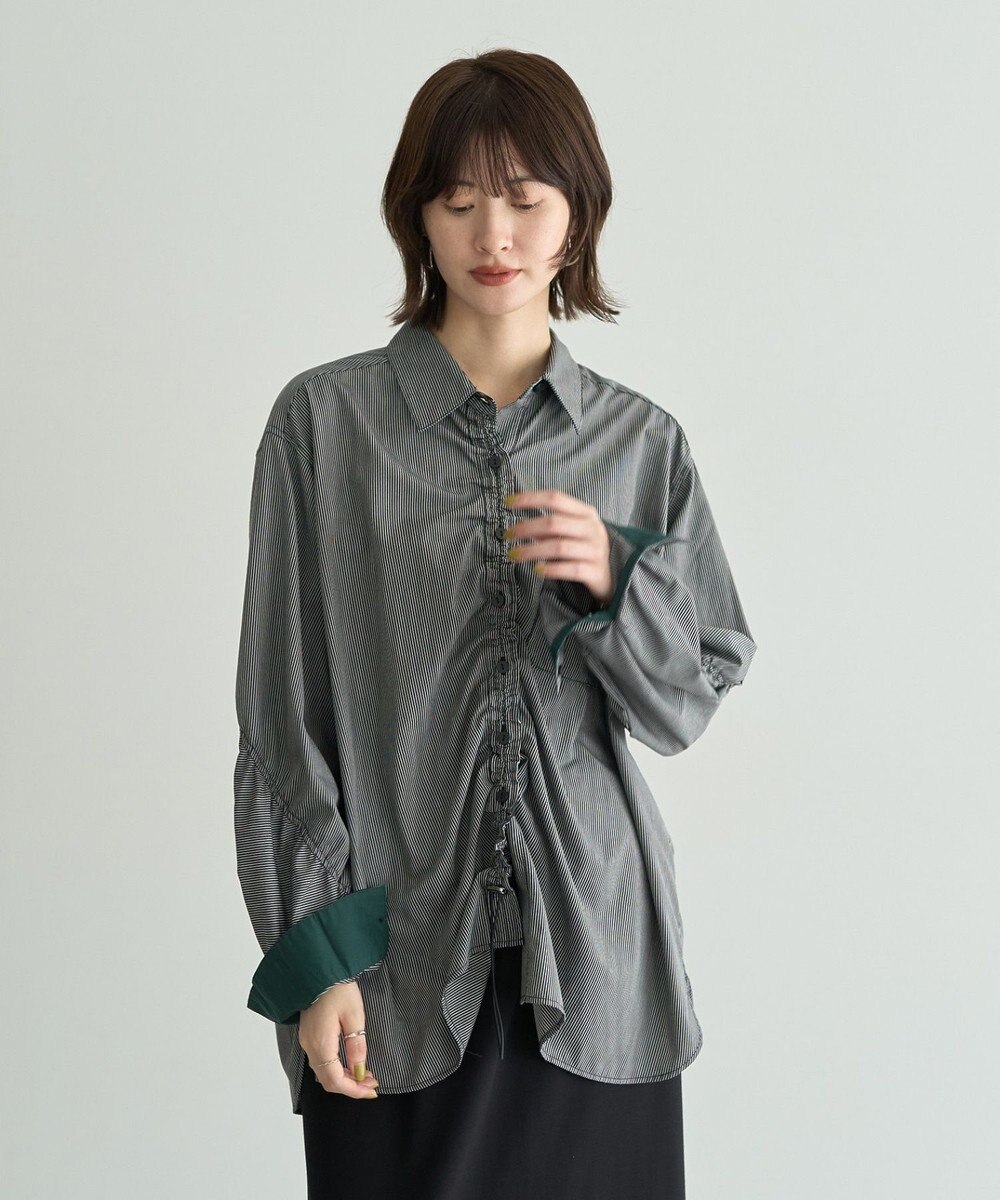 YECCA VECCA ドロストデザインギャザーシャツ 