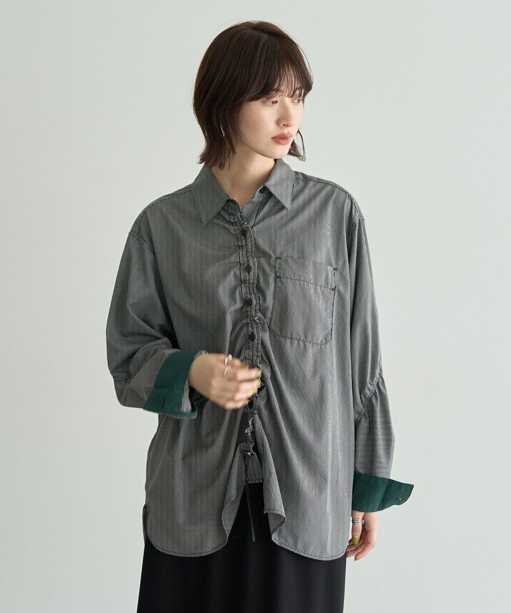 YECCA VECCA ドロストデザインギャザーシャツ 