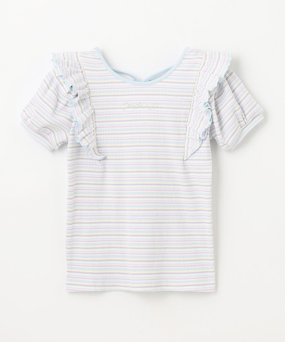 ANY KIDS オン・オフショルダー ボーダー Tシャツ 