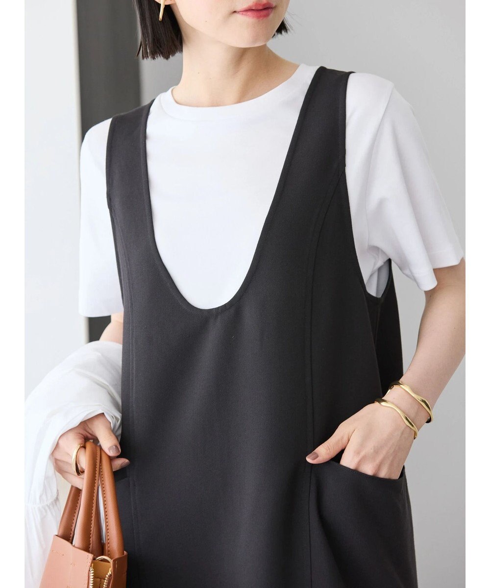 AMERICAN HOLIC イージーケアＵネックＩラインワンピース 