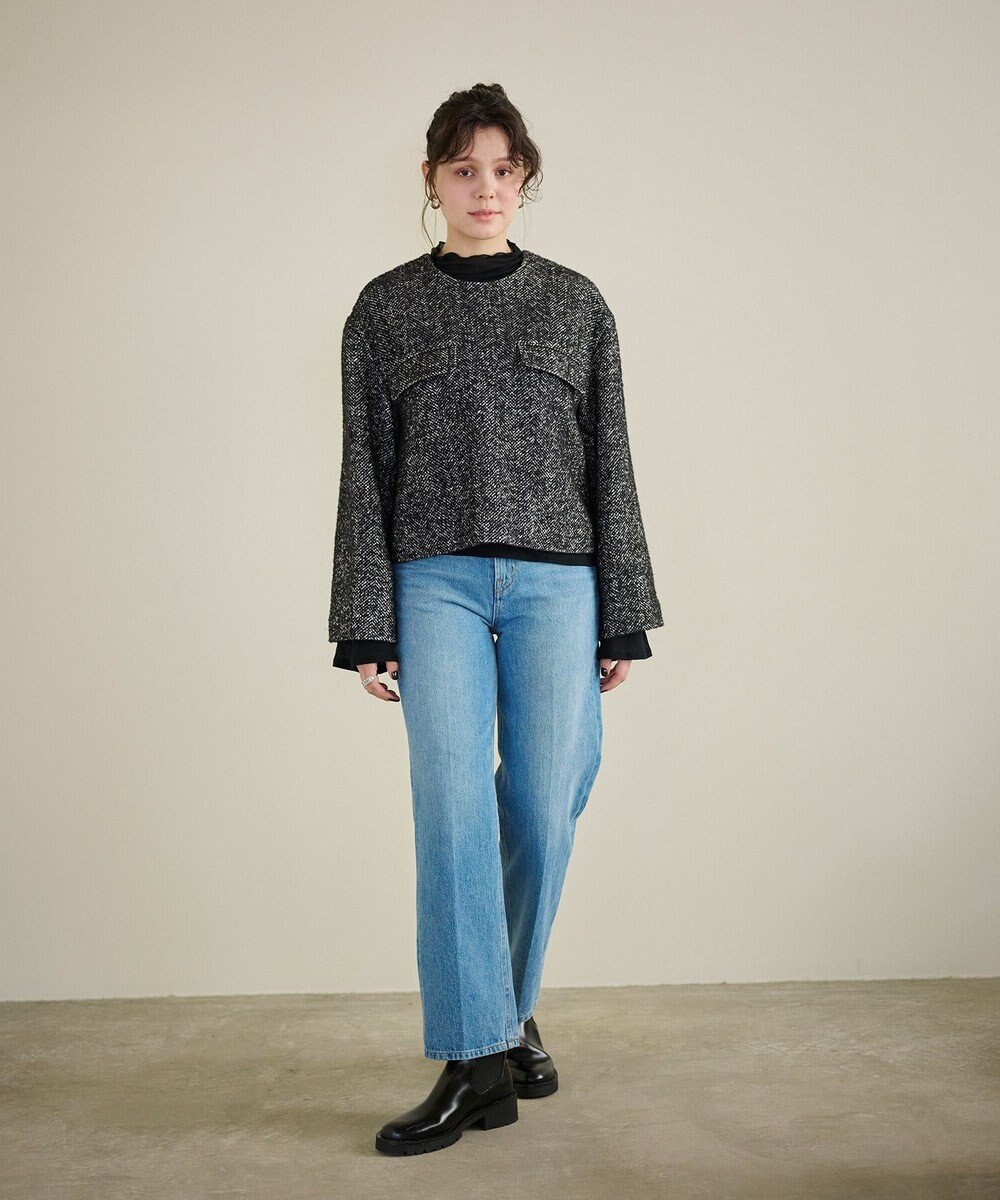 #Newans 【セットアップ可能】ワイドスリーブツイードプルオーバー 